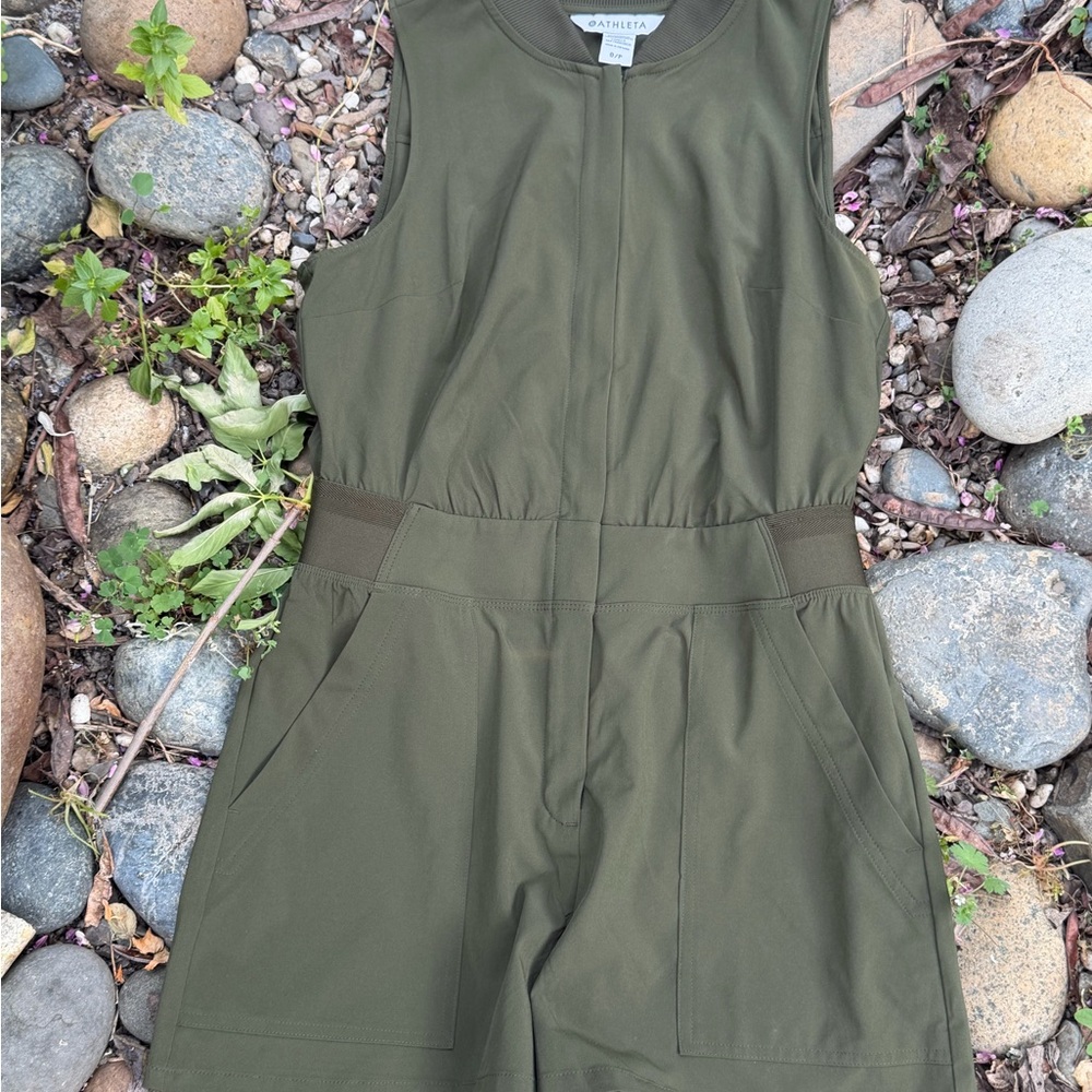 Athleta Olive Green Sleeveless Romper worn 1X